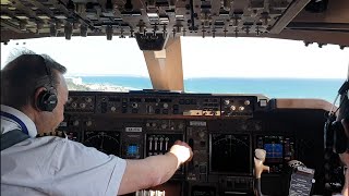 Cockpit view ! BOEING 747 beautiful TAKEOFF from Larnaca Cyprus .