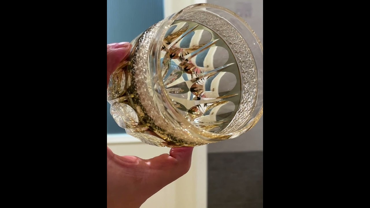 Edo Kiriko Handcrafted Amber Celestial Whiskey Glass With Wooden Box - MASU