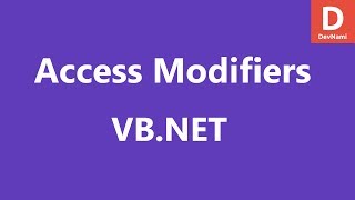 VB.Net Access Modifiers