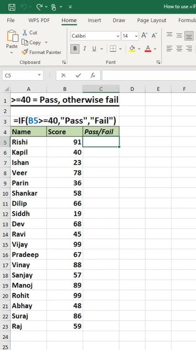 How to Use IF Formula in Excel for Pass/Fail Criteria💯#ExcelTutorial # ...
