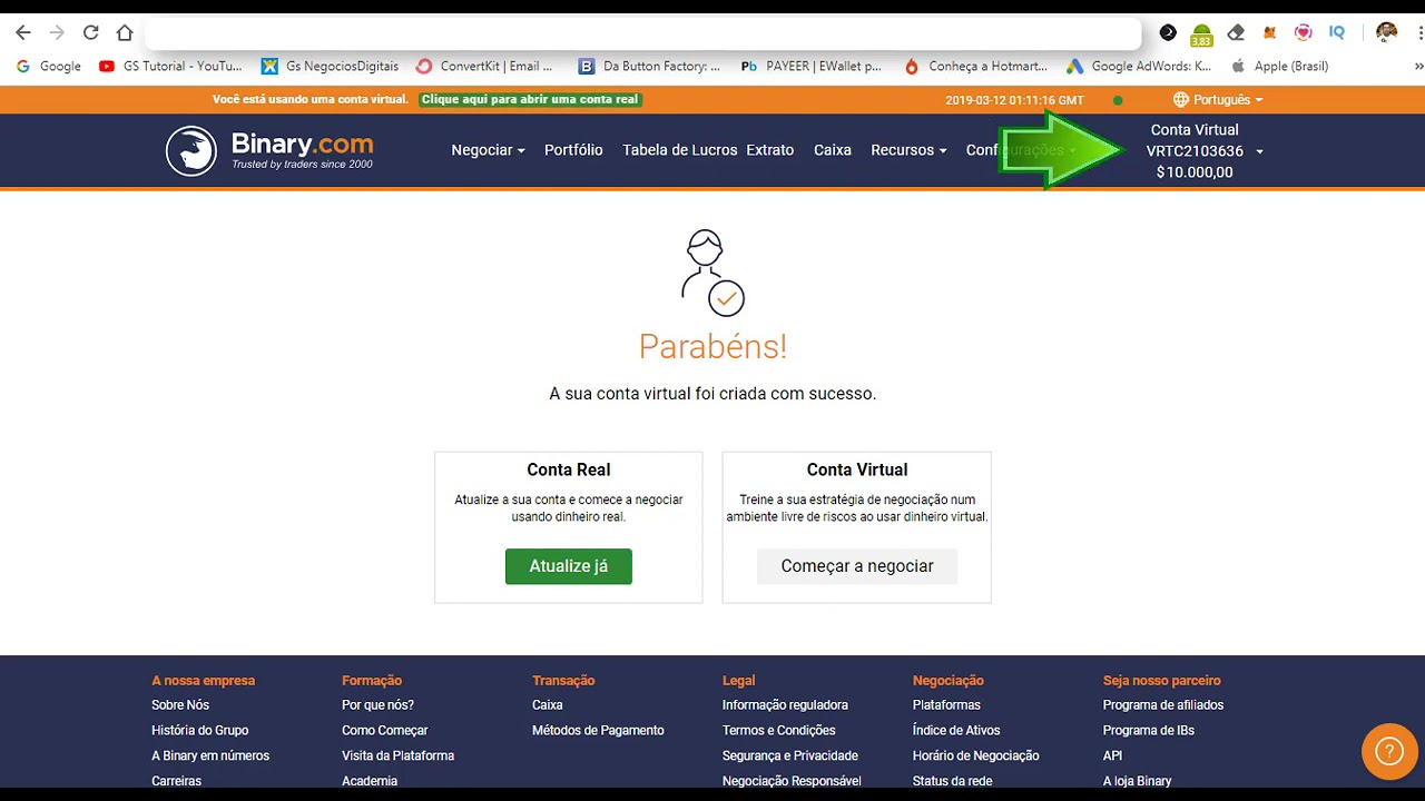 CORRETORA BINARY / Como Criar CONTA VIRTUAL GRATUITA !