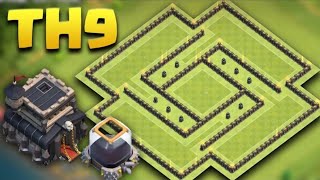 EPIC TH9 HYBRID BASE 2017 || TOWN HALL 9 TROPHY / FARMING BASE 2018 WITH BOMB TOWER||