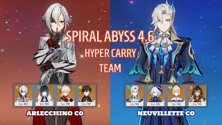 Spiral Abyss 4.6 | Arlecchino C0 And Neuvillette C0 Hyper Carry - Genshin Impact