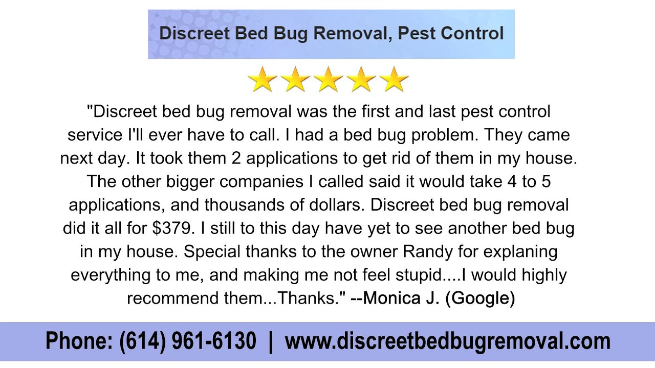 Discreet Bed Bug Removal Pest Control REVIEWS Columbus, Ohio YouTube