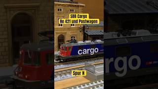 Spur N: SBB Re 421 und Postwagen #modellbahn #1zu160 #FLEISCHMANN #nゲージ #sbb