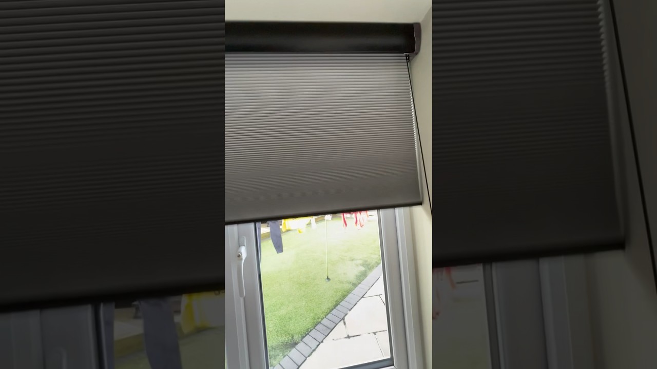 Top Down Bottom Up Perfect Fit Celluar Blinds and a freehanging cellular blind covered with a Senses