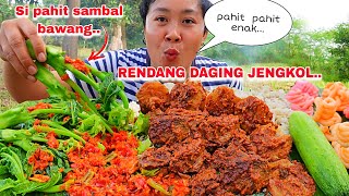 MASAK RENDANG DAGING + JENGKOL,DAUN PEPAYA SIRAM SAMBAL BAWANG BIKIN NAMBAH NASI🤤