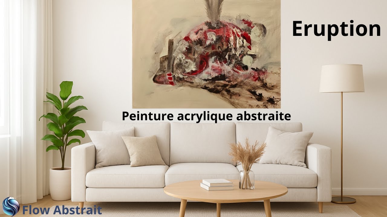 Eruption - Peinture acrylique abstraite sur toile - 55 x 75 cm