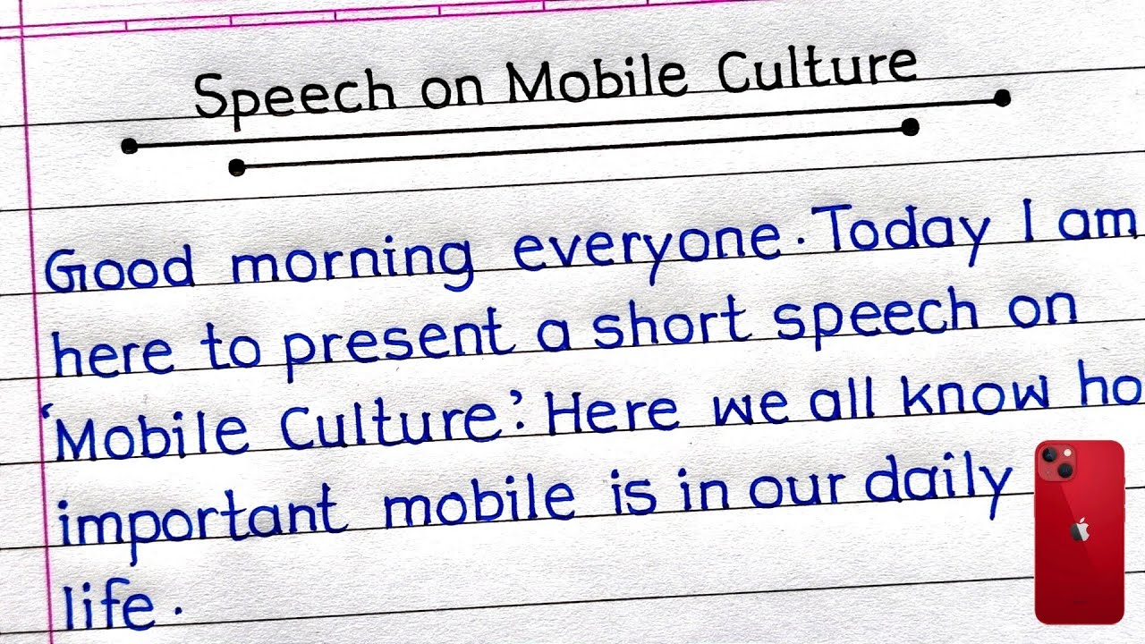 Speech On Mobile Culture in English | Mobile Culture Speech in English | Speech Writing |