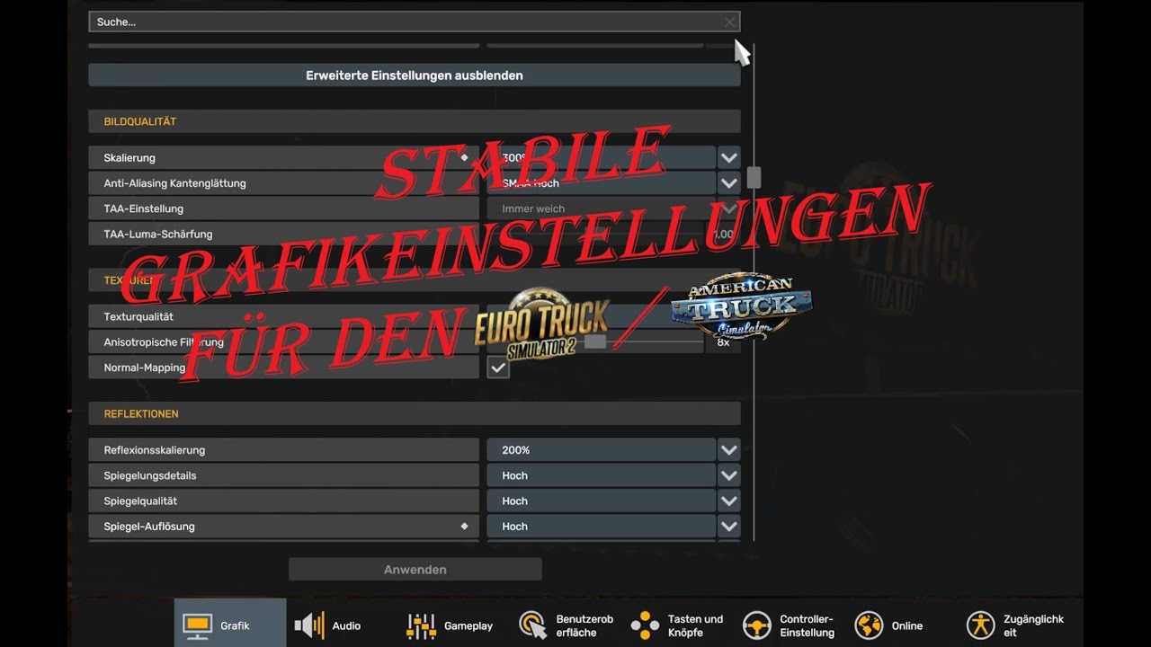 Stabile Grafikeinstellungen für den ETS 2 / ATS