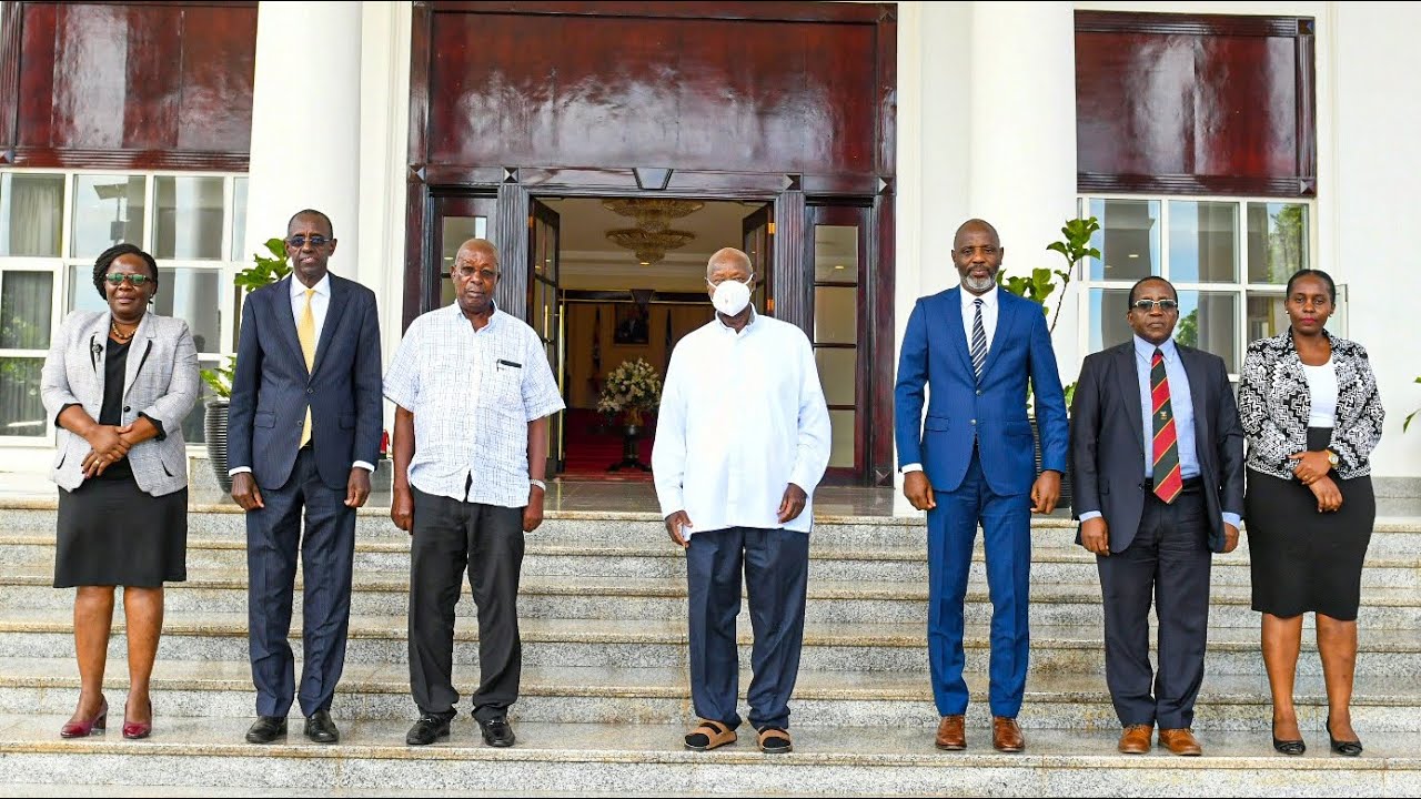 Museveni meets the Education Policy Review Commission led by Col. Rtd. Amanya Mushega at State House