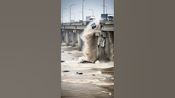 "Bridge Collapse Caught on Camera 🌊 Cars Swept Away in Deadly Flood  #heavyrain #FloodDisaster