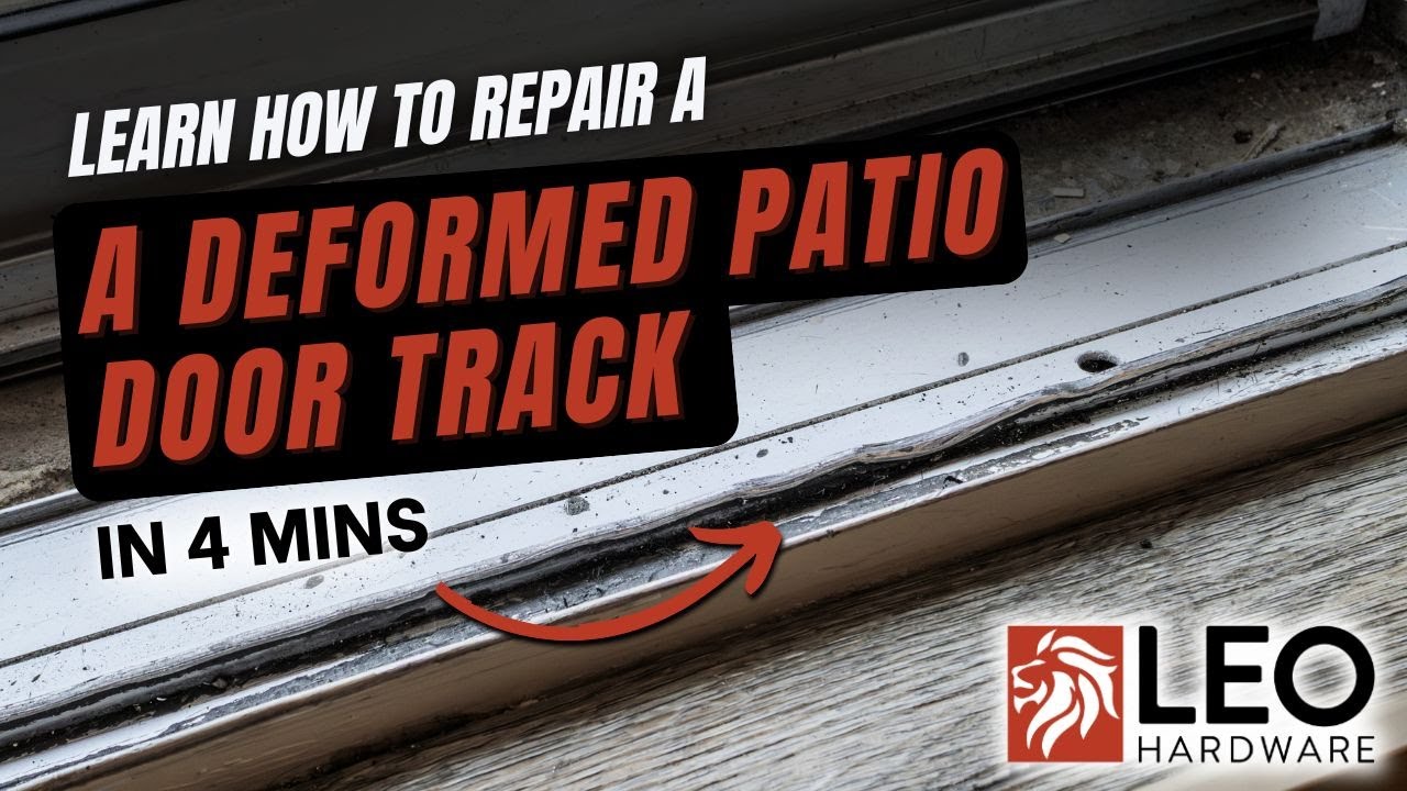 Worn patio door track with a crushed, mushroomed rail — repair video thumbnail