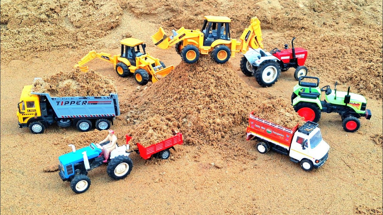 Jcb 3dx sf loading sand and stone tractor and truck video | jcb cartoon video | jcb toy video | jcb 