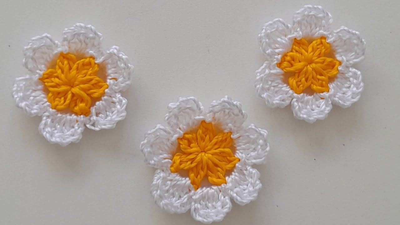 Easy and Quick Crochet Flower Appliqué (Step-by-Step) - YouTube
