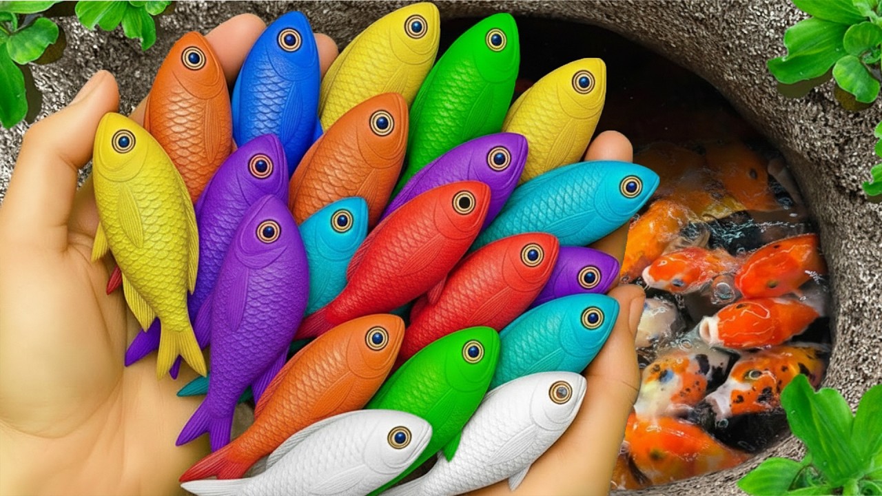 Catch beautiful aquarium fish in small pond: baby turtles, eels, koi, pencil fish, rat fish, guppies