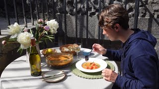 Pottering In The Garden, My New Outdoor Rug, And a Summer Gazpacho Recipe