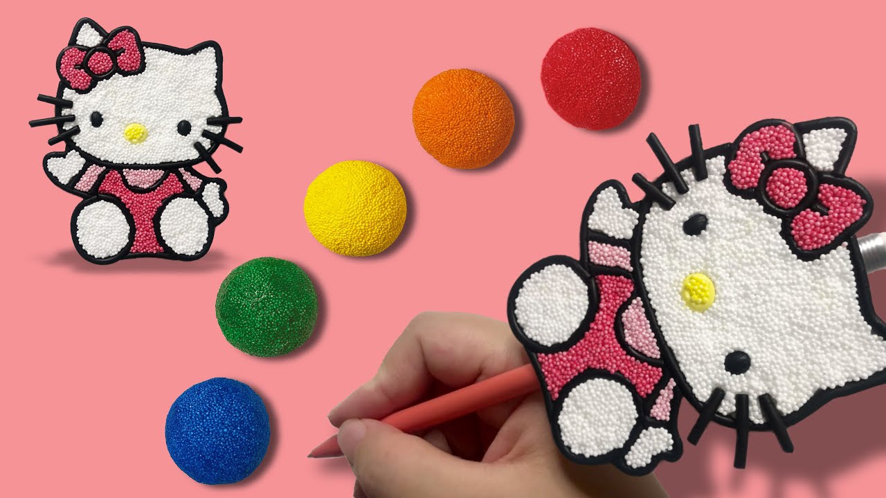 Hello Kitty  Coloring with Clay | How to make Hello Kitty pen with form Clay