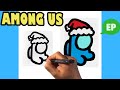 How to Draw Among Us Mini Crewmate - Christmas Hat - Drawing Lesson