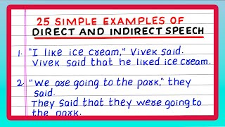 Examples of Direct and Indirect Speech | 25 Examples of Direct and Indirect Speech |simple