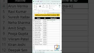 Without Formula Data Combine 😲 Flash Fill Excel Trick ⚡ #excelshorts #exceltips