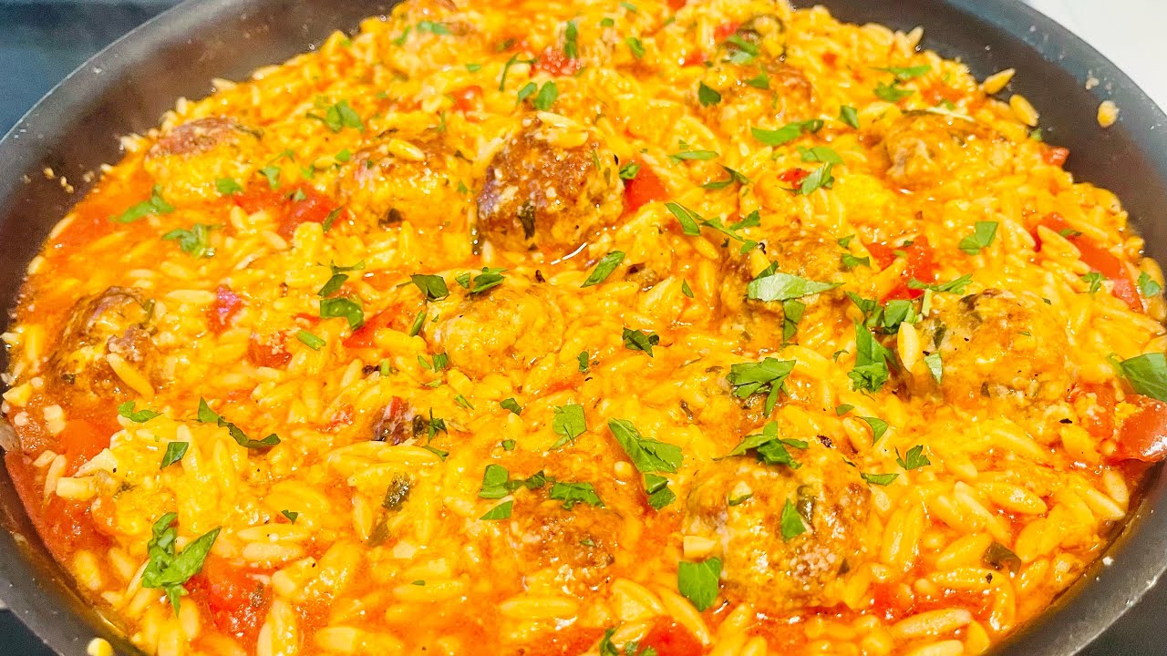One Pot Meal Chicken Meatballs with Orzo Pasta! Kidfriendly! YouTube