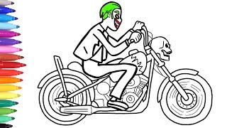 Joker Motorcycle Coloring Pages Superheroes Villain Motorbike Bike Coloring s for Kids