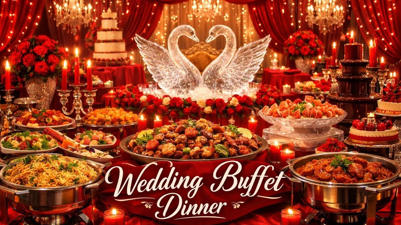 Wedding Dinner Red Theme🤤 #foryou #party #travel #foodie #viralvideo 