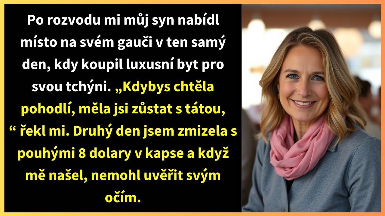 Po rozvodu mi můj syn nabídl místo na svém gauči v ten samý den, kdy koupil luxusní byt pro svou