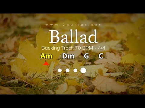 Nhạc nền Ballad 70BPM nhịp 4/4 vòng hợp âm Am Dm G C.  Backing Track Ballad (Chord progression 6251) 2023 Mới