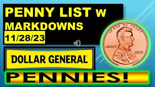 DOLLAR GENERAL PENNY LIST W MARKDOWNS 11/28/23