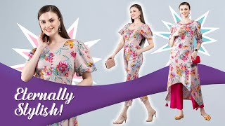 Mehar Soft Brown Multi-Colour Floral Print Dresses & Kurtas | Rayon Jumpsuit screenshot 1