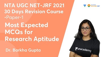 Most Expected MCQs for Research Aptitude | Paper-1 | NTA UGC NET-JRF 2021 | Dr. Barkha Gupta