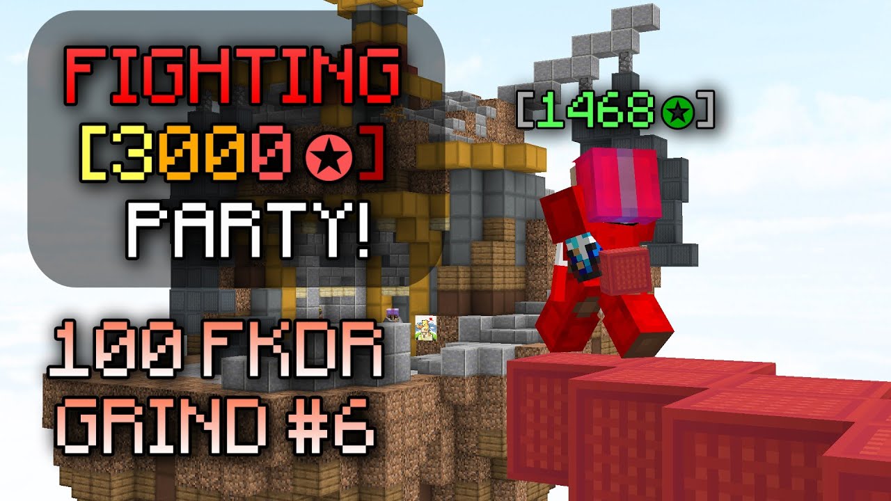 СРАЖЕНИЕ С КОМАНДОЙ ИЗ 3000 ЗВЕЗД! (100 FKDR GRIND #6) | Hypixel Bedwars