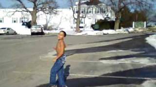 retard jumps in snow bank