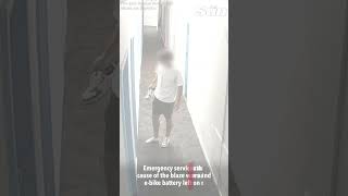 Terrifying moment E-Bike battery EXPLODES inside hostel