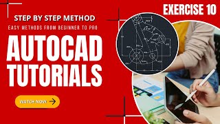 | Exercise 10 | AutoCAD For Beginners | Drawings with Solutions | Step by Step | Learn AutoCAD |