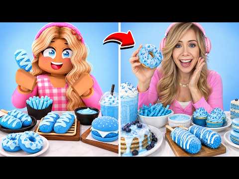 ONLY EATING BLUE FOODS IN ROBLOX MUKBANG VS REAL LIFE!