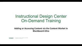 Adding or Accessing Content via the Content Market in Blackboard Ultra