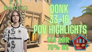 ⫷CS2 POV HIGHLIGHTS⫸ Donk Faceit Domination | Mirage