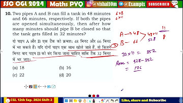Two pipes A and B can fill a tank in 48 minutes and 66 minutes, respectively. If both the pipes are