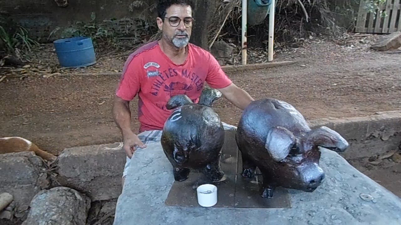 Como fazer cofre tipo porquinho de cimento e areia