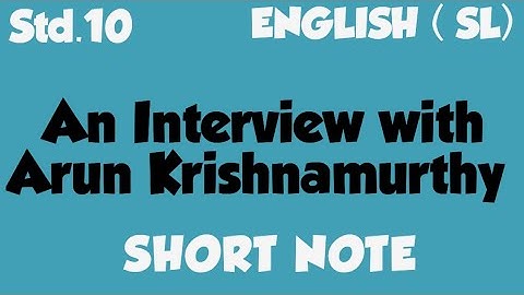 Short note - ARUN KRISHNAMURTHY /Unit 3 class 10/ English SL #gseb