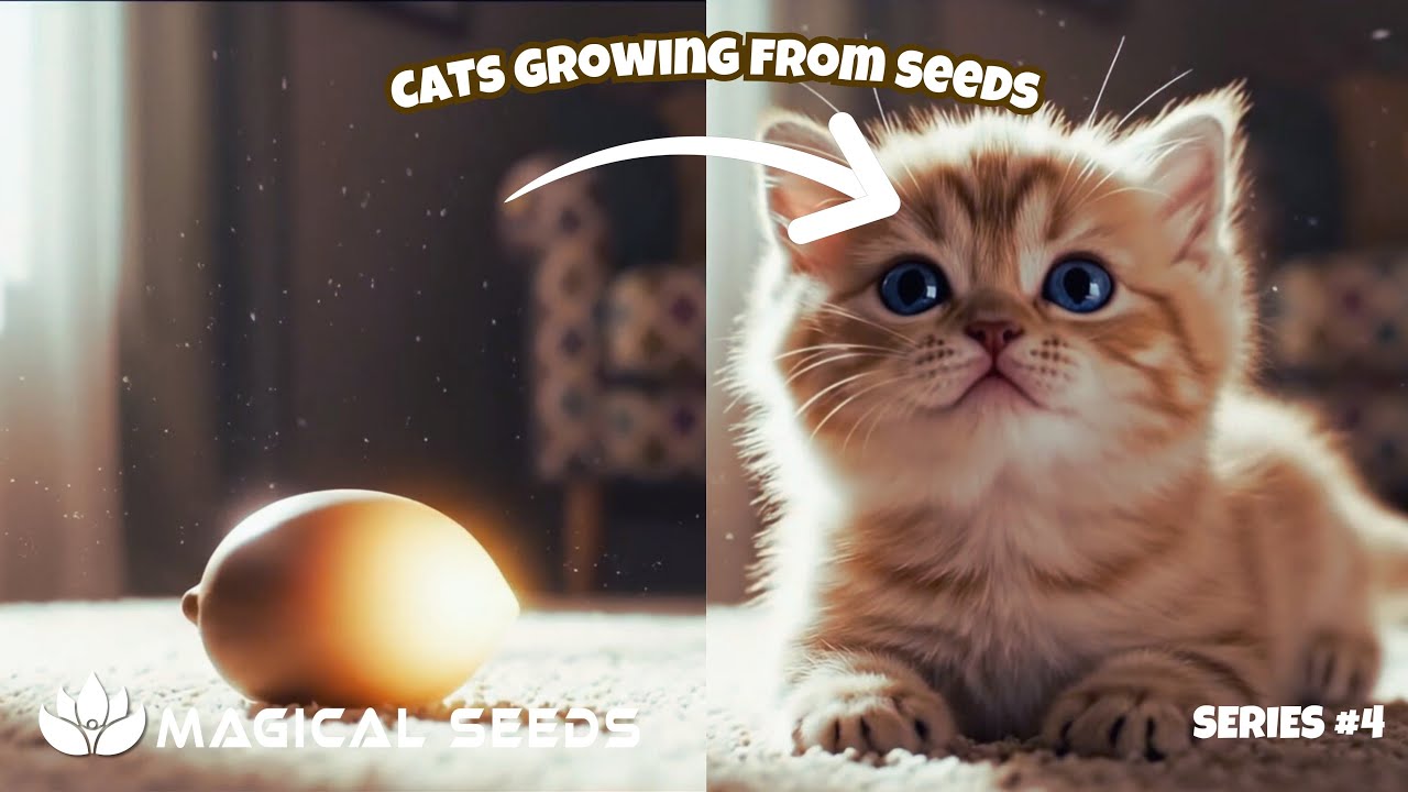 AI Timelapse: 5 Magical Seeds Growing Into Fluffy Cats | Satisfying ASMR | Animal Seeds #4