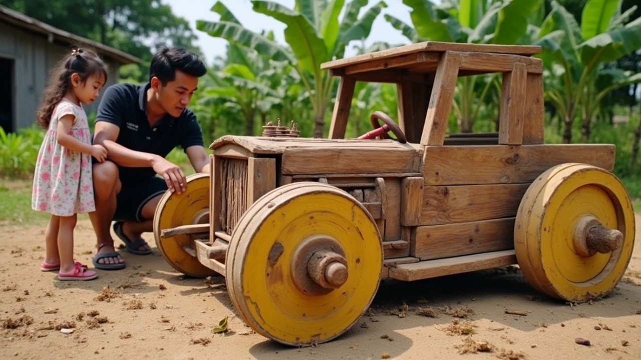 Turning a Rotten Wooden Car into a 24V Mini Electric Car as a Gift for My Kid