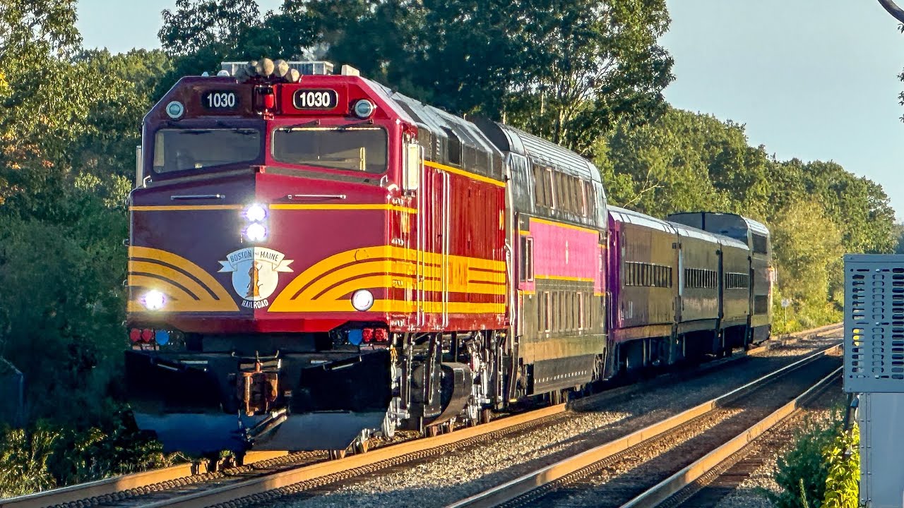 MBTA Commuter Rail B&M Heritage F40PH-3C 1030’s First Revenue Trips on the North Side + Special Cars