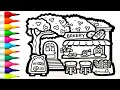 BAKERY DRAWING | How To Draw A Bakery Shop Easy Step by Step | Draw Bakery 🥯🧁