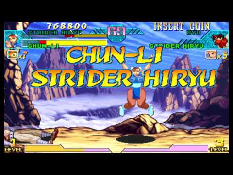 Marvel vs Capcom 1 ( Arcade ) - Strider Hiryu / Chun-li Playthrough ( May 5, 2017 )