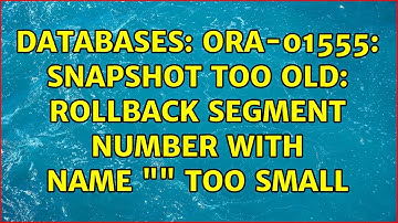 Databases: ORA-01555: snapshot too old: rollback segment number with name "" too small