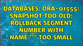 Databases: ORA-01555: snapshot too old: rollback segment number with name "" too small